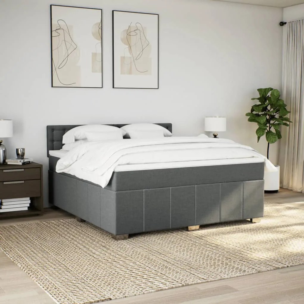 Cama com molas/colchão 180x200 cm tecido cinzento-escuro