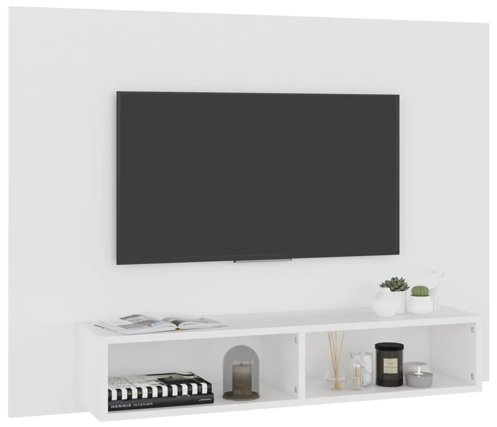 Armário de parede p/ TV 120x23,5x90 cm deriv. madeira branco