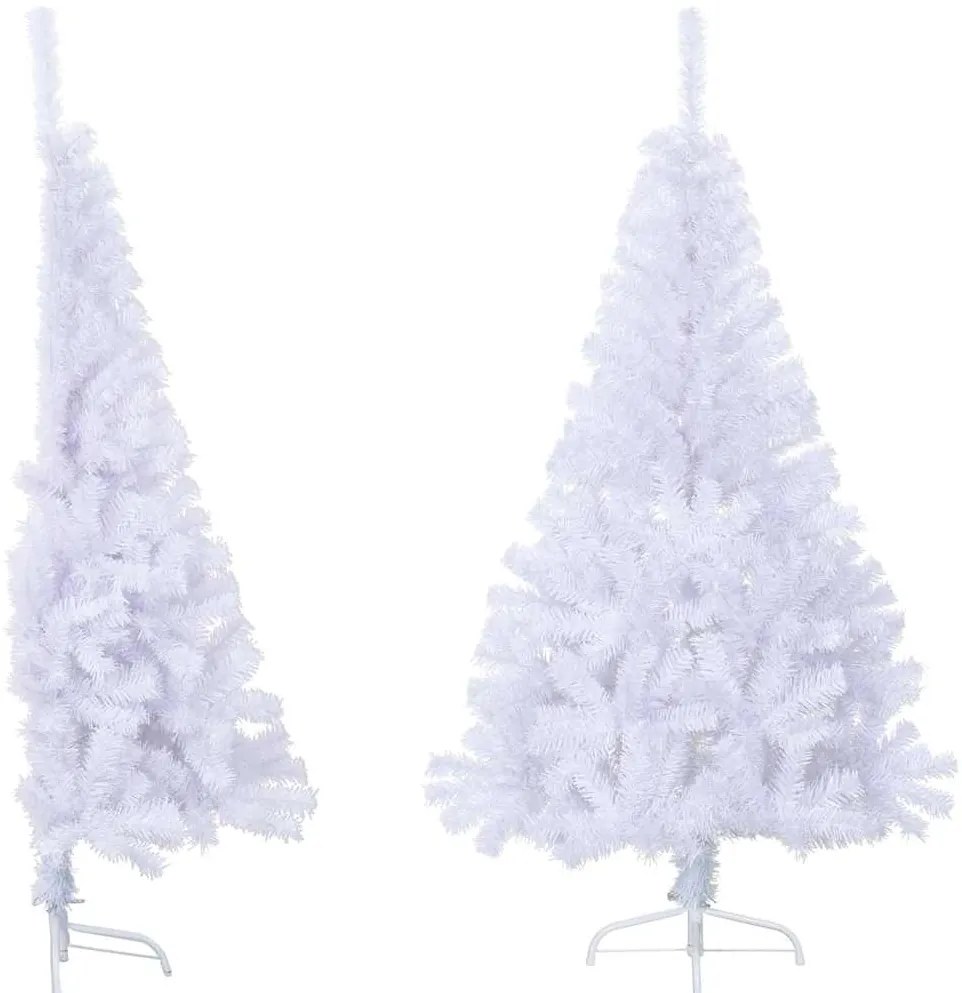 Meia árvore de Natal artificial com suporte 150 cm PVC branco