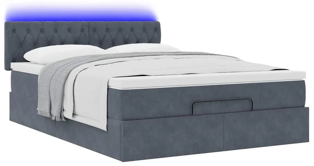 Estrutura de cama otomana com colchão 140x190cm cinzento escuro