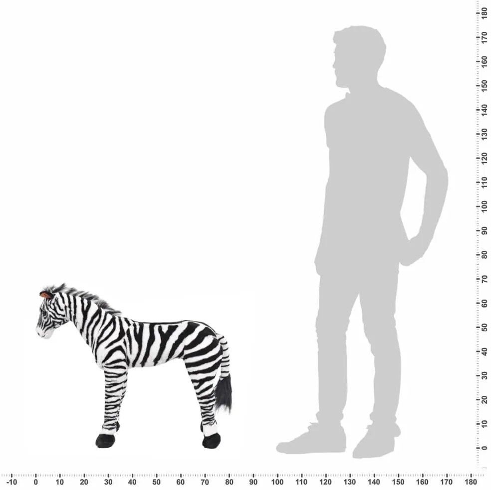 Brinquedo de montar zebra peluche preto e branco XXL