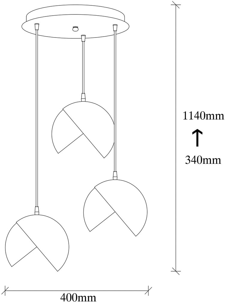 Candeeiro de Teto Berceste – Preto e Dourado – 40 cm de Diâmetro