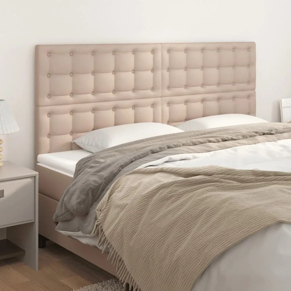 vidaXL Cabeceira Cappuccino 200x5x118/128 cm Couro Sintético