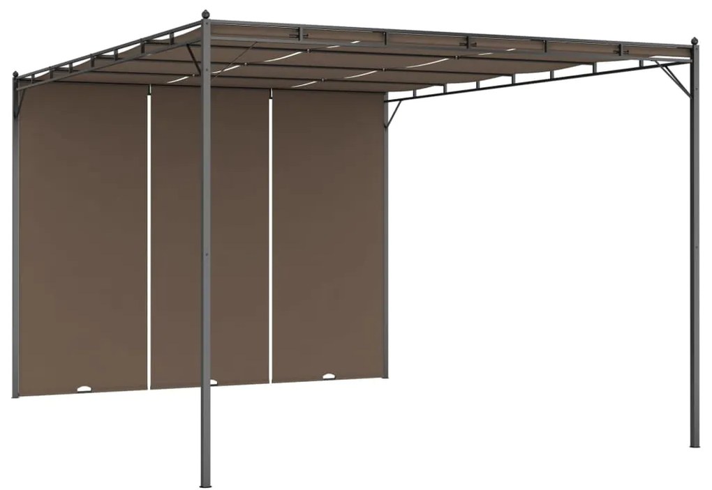Gazebo jardim c/ cortina lateral 4x3x2,25m cinzento-acastanhado