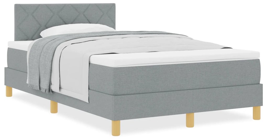 Cama Box Spring com Colchão Cinza Claro 120x190 cm Tecido