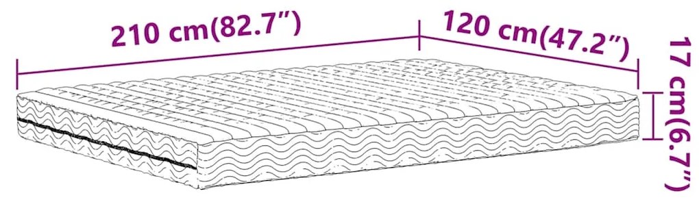 Colchão de espuma 120x210 cm dureza H2 H3 branco