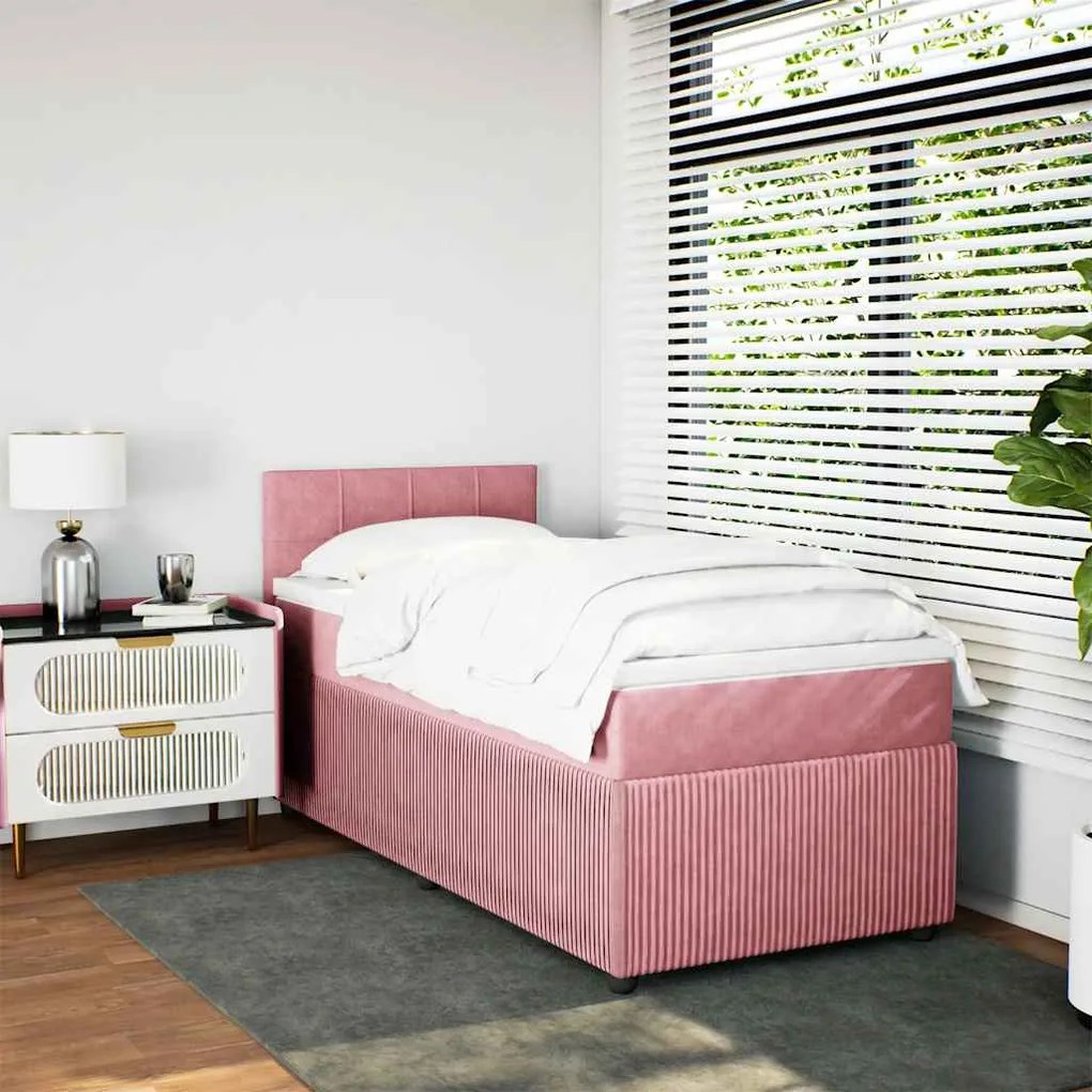 Cama com molas/colchão 90x190 cm veludo rosa