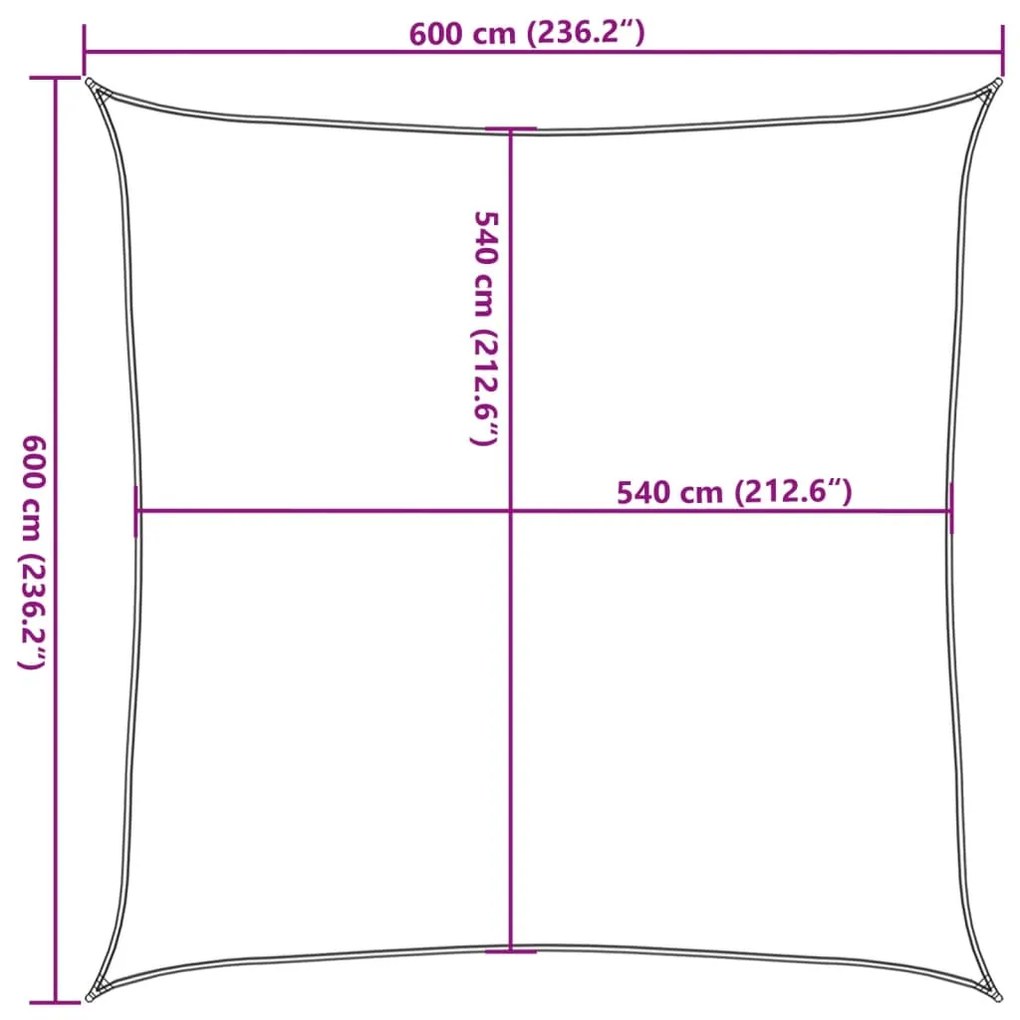 Para-sol estilo vela 160 g/m² 6x6 m PEAD terracota