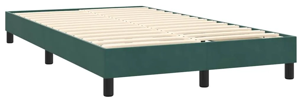 Cama boxspring com colchão 120x210 cm veludo verde-escuro