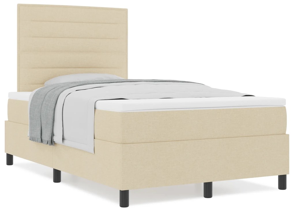 Cama Box com Colchão Creme 120x200 cm Tecido