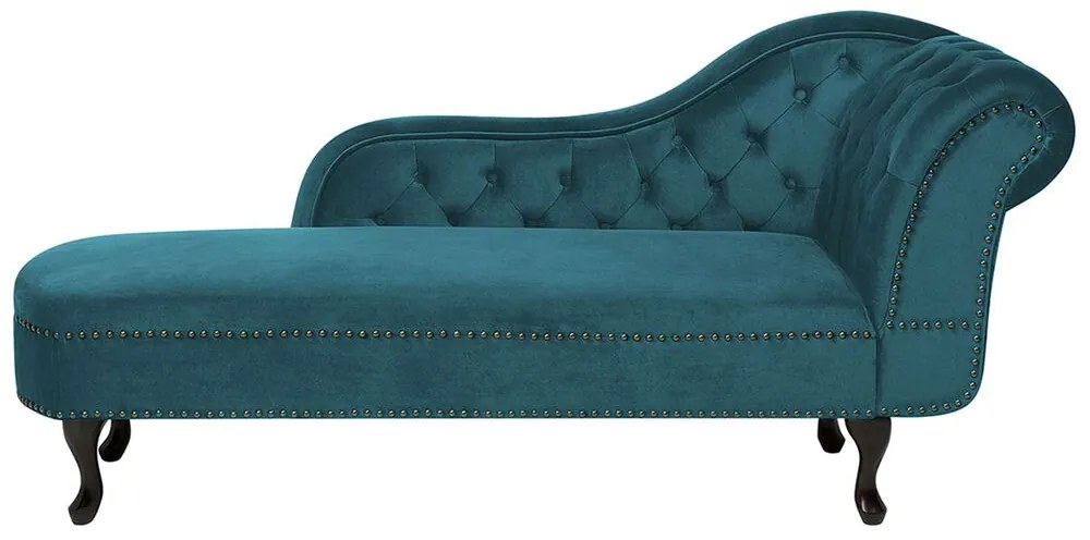 Chaise-longue à direita em veludo verde petróleo NIMES Beliani