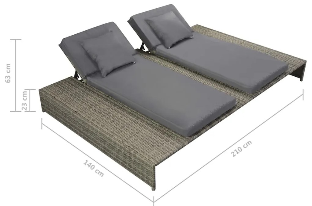 5 pcs conjunto lounge de jardim c/ almofadões vime PE cinzento