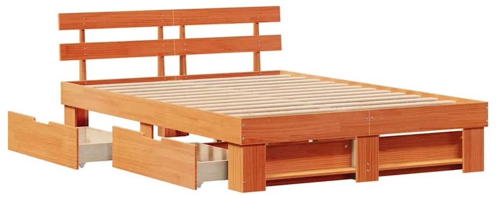 Estrutura da Cama Castanho-mel 150 x 200 cm Madeira Sólida