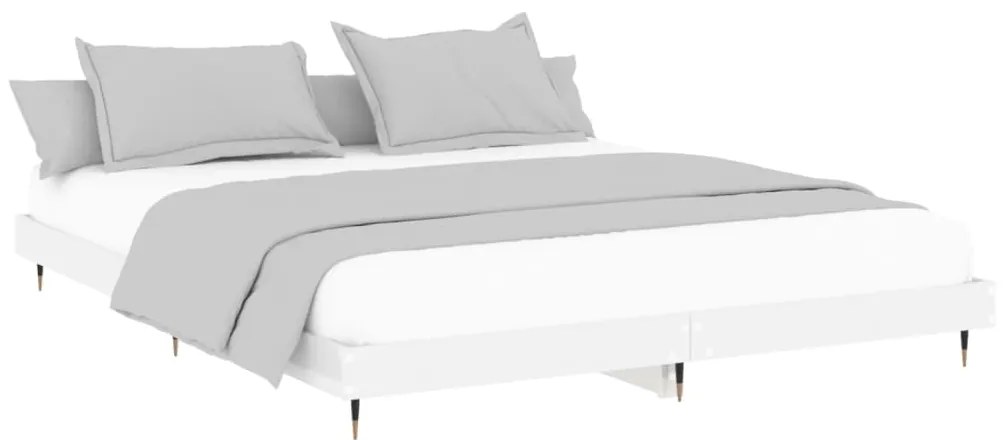 Estrutura de cama 160x200 cm derivados madeira branco brilhante