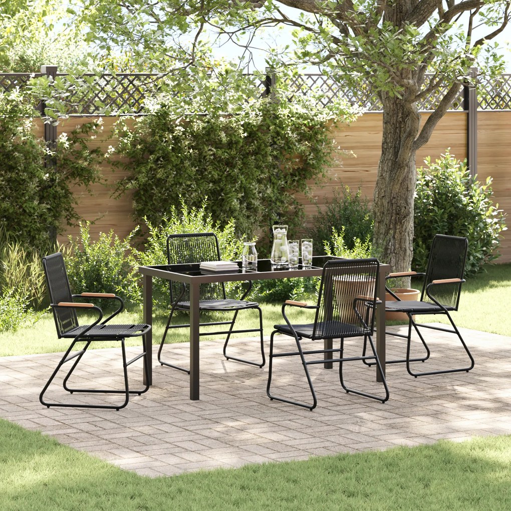 vidaXL Conjunto de Jantar Jardim 5 Peças Preto Rattan PVC