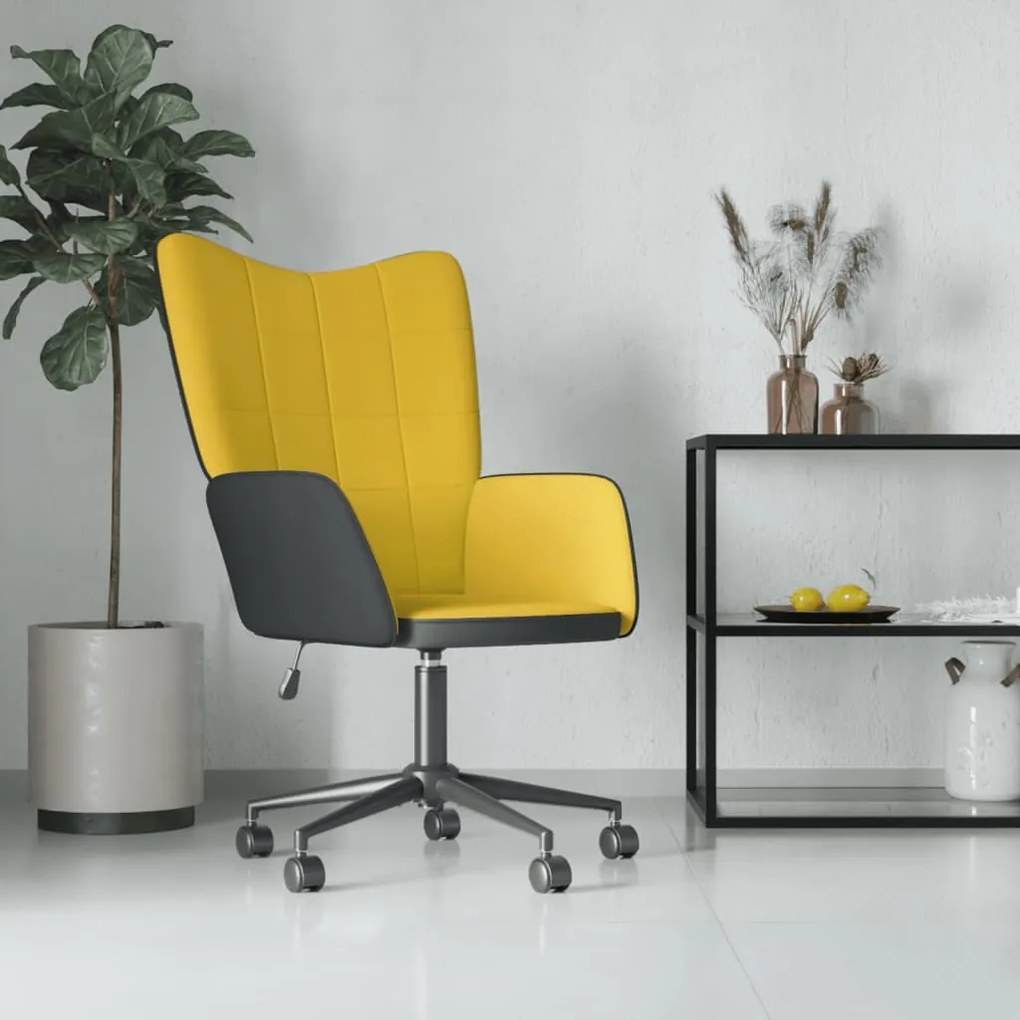 vidaXL Cadeira de descanso PVC e veludo amarelo mostarda