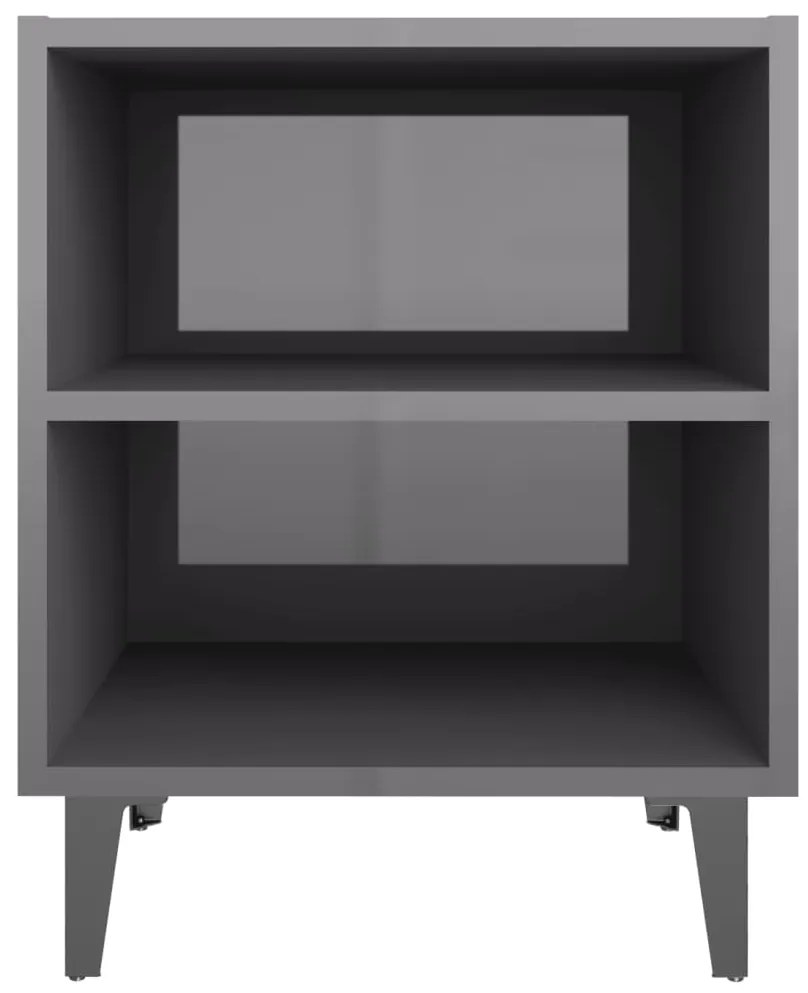 Mesa de cabeceira pernas em metal 40x30x50 cm cinza brilhante