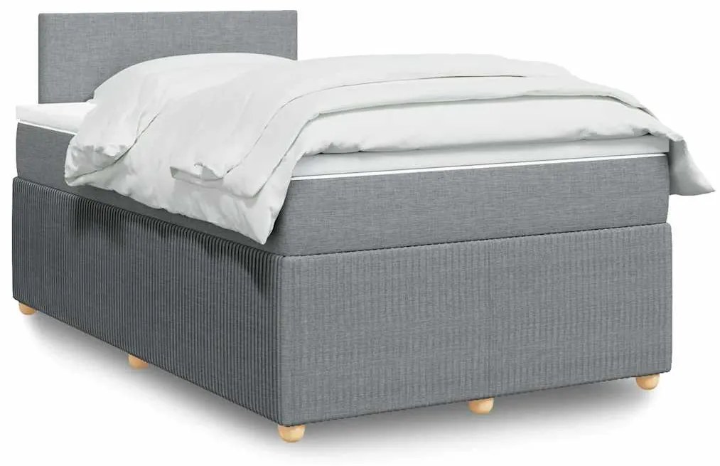 vidaXL Cama com molas/colchão 120x200 cm tecido cinza-claro