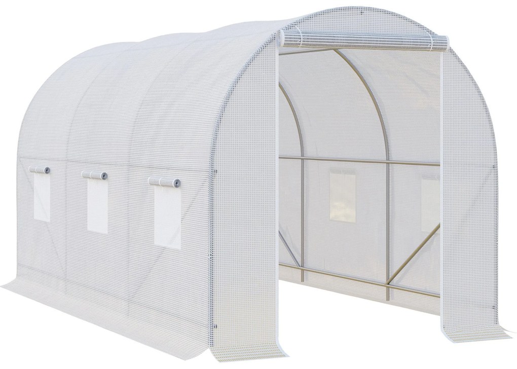 Estufa de Jardim 350x200x200 cm Estufa de Túnel com Porta Enrolável e