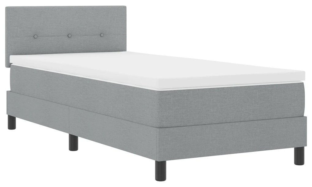 Cama Box com Colchão Cinza Claro 80x200 cm Tecido