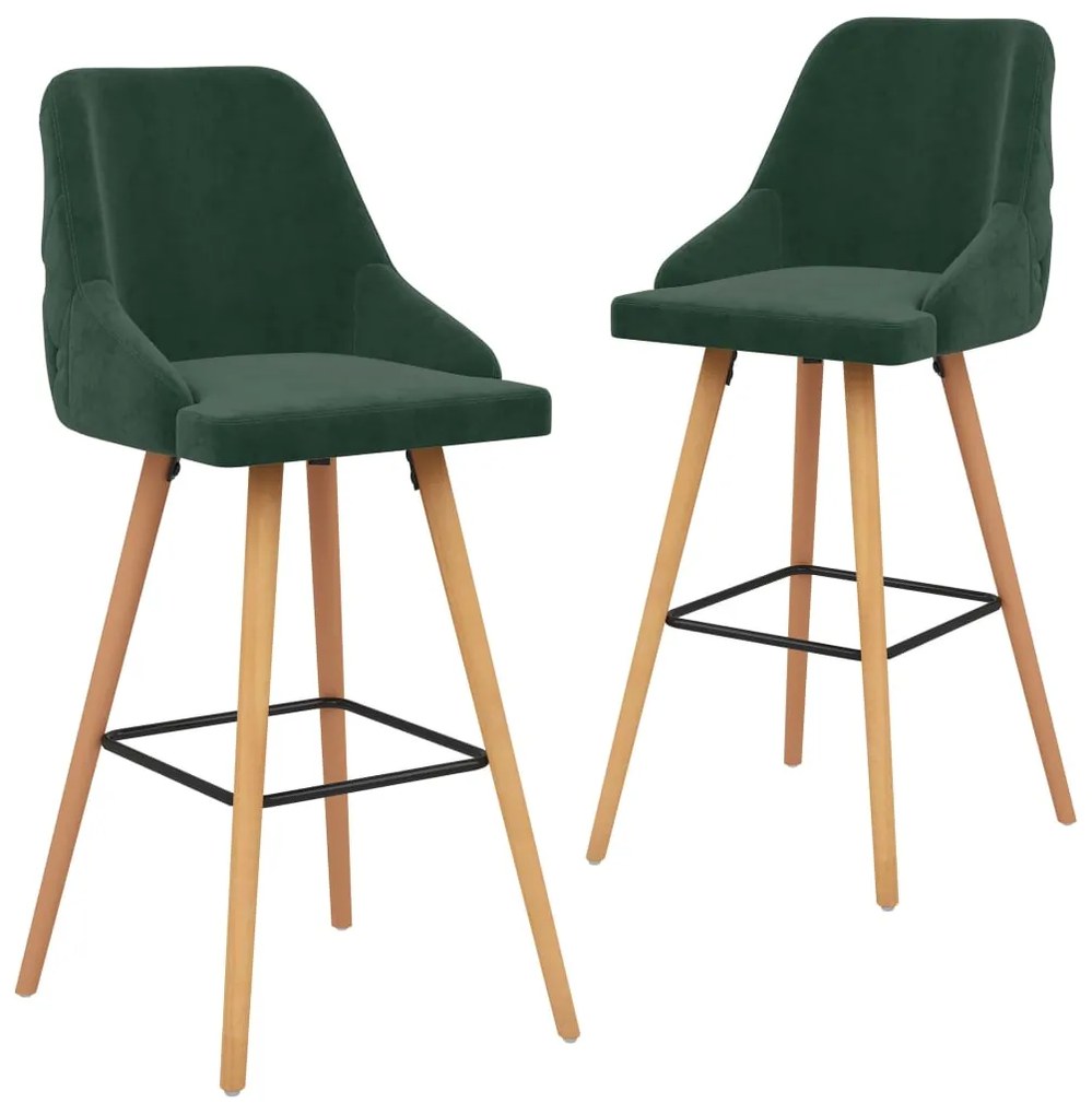 Bancos de bar 2 pcs veludo verde-escuro