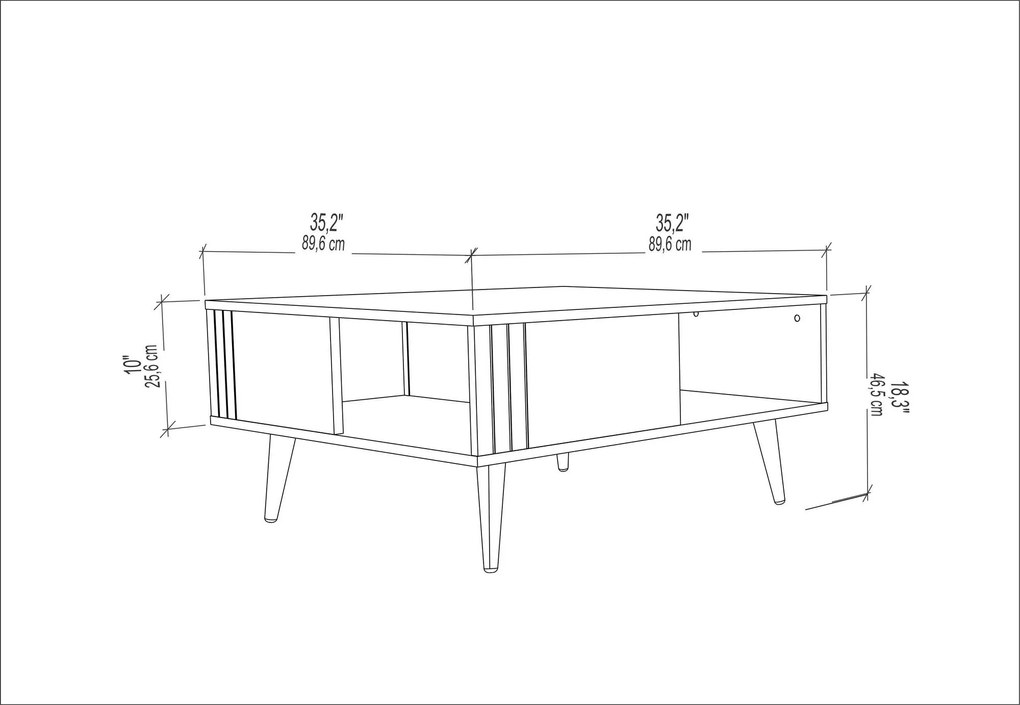 Mesa de Café Ronas - Nogueira - 89,6cm x 89,6cm x 46,5cm