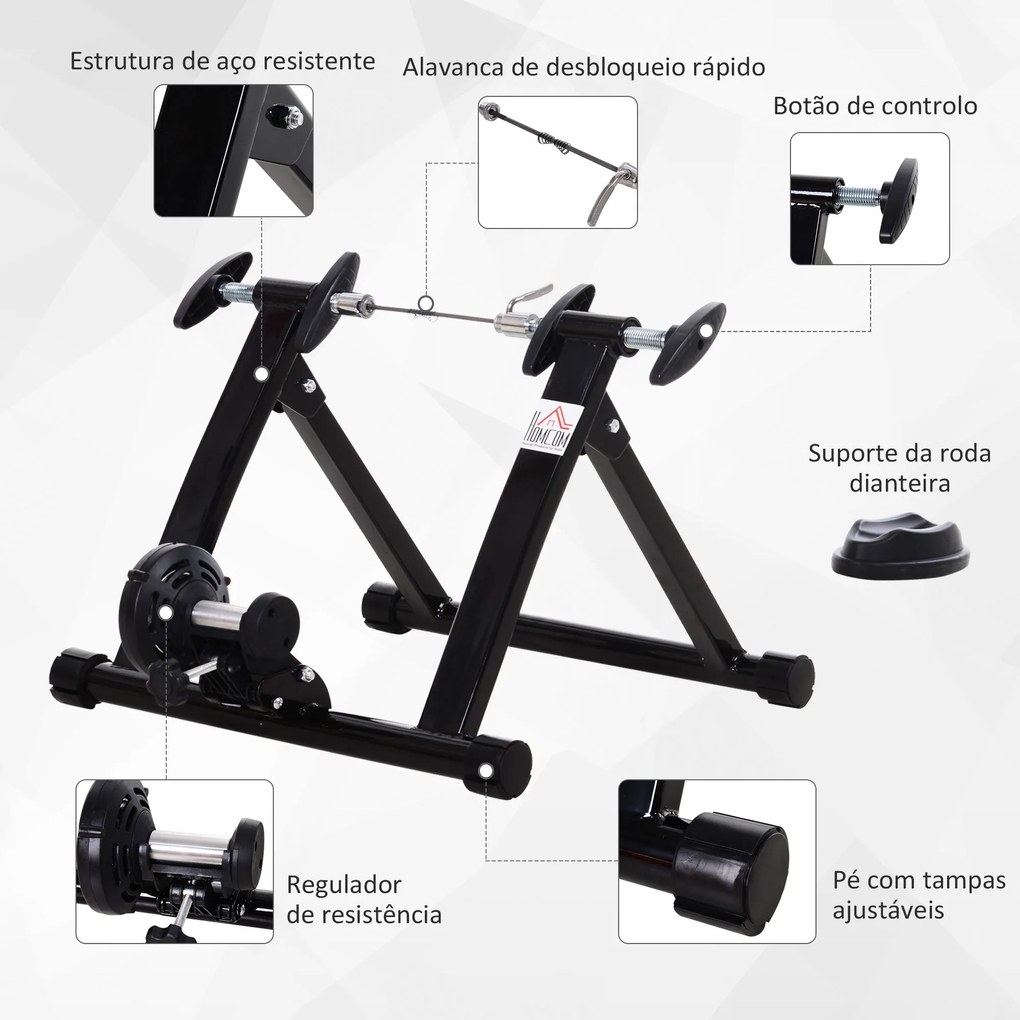 HOMCOM Rolo de Bicicleta para Treinamento Dobrável com Resistência Mag