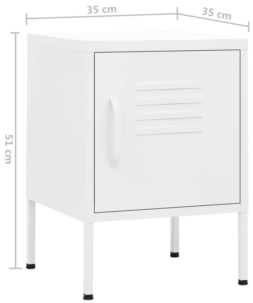 Mesa de cabeceira 35x35x51 cm aço branco