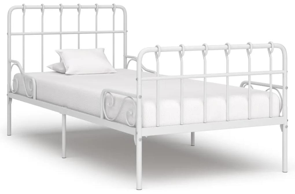 284602 vidaXL Estrutura de cama com estrado de ripas 100x200 cm metal branco