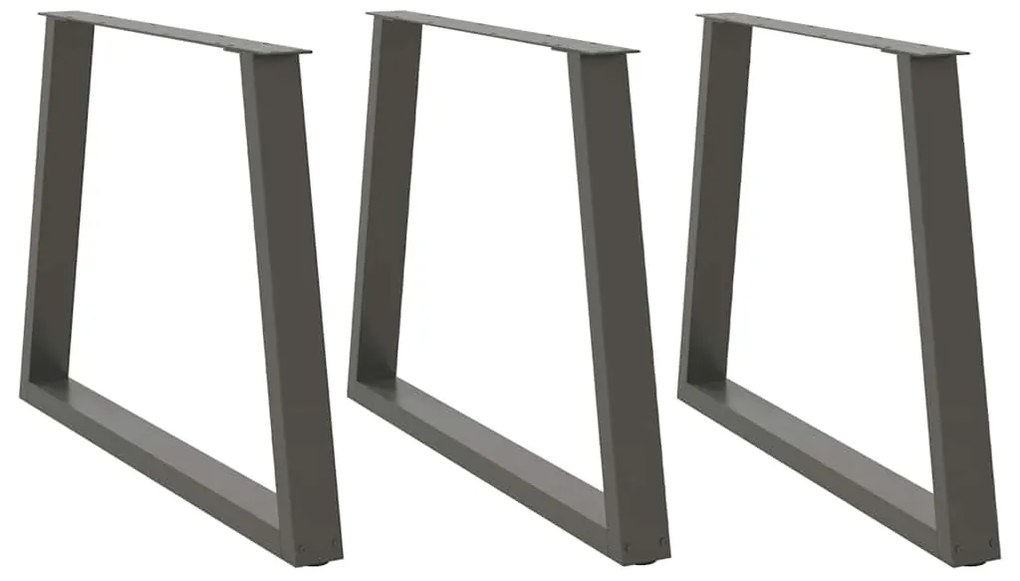 Pés para mesa de jantar em V, 3 peças, antracite, 90x (72-73,3) cm, aç