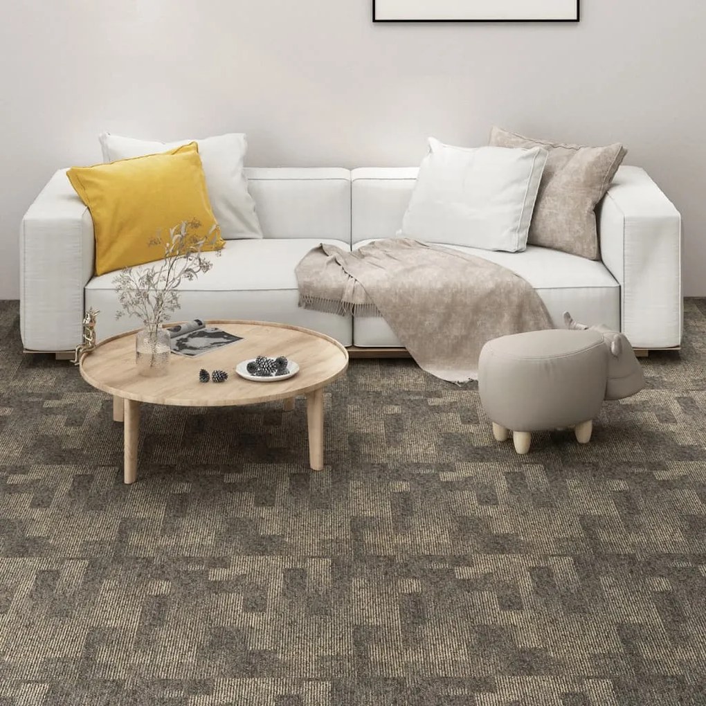 vidaXL Ladrilhos de carpete para pisos 20 pcs 5 m² cinzento e bege