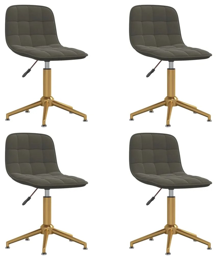 vidaXL Cadeiras de jantar giratórias 4 pcs veludo cinzento-escuro