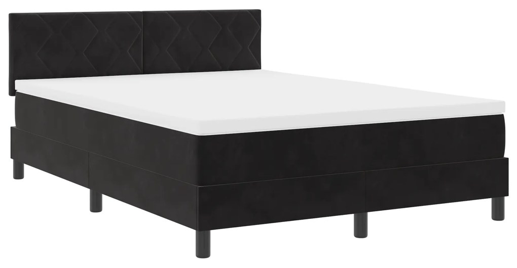 Cama Box Spring com Colchão Preto, 140x190 cm de Veludo