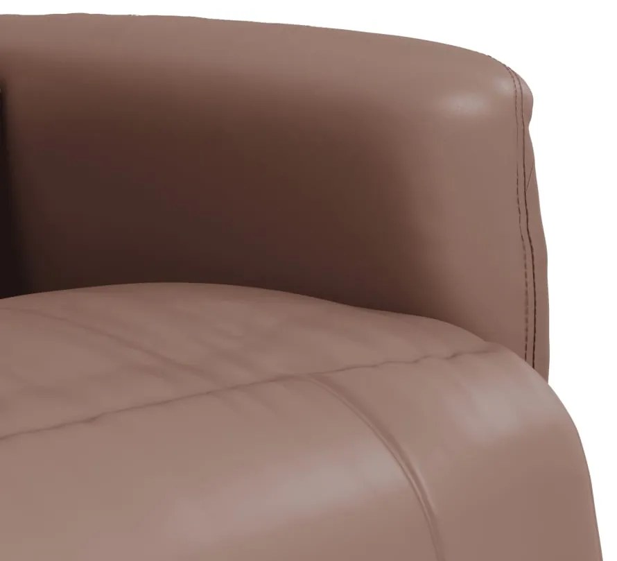Poltrona massagens recl. c/ apoio pés couro artificial castanho