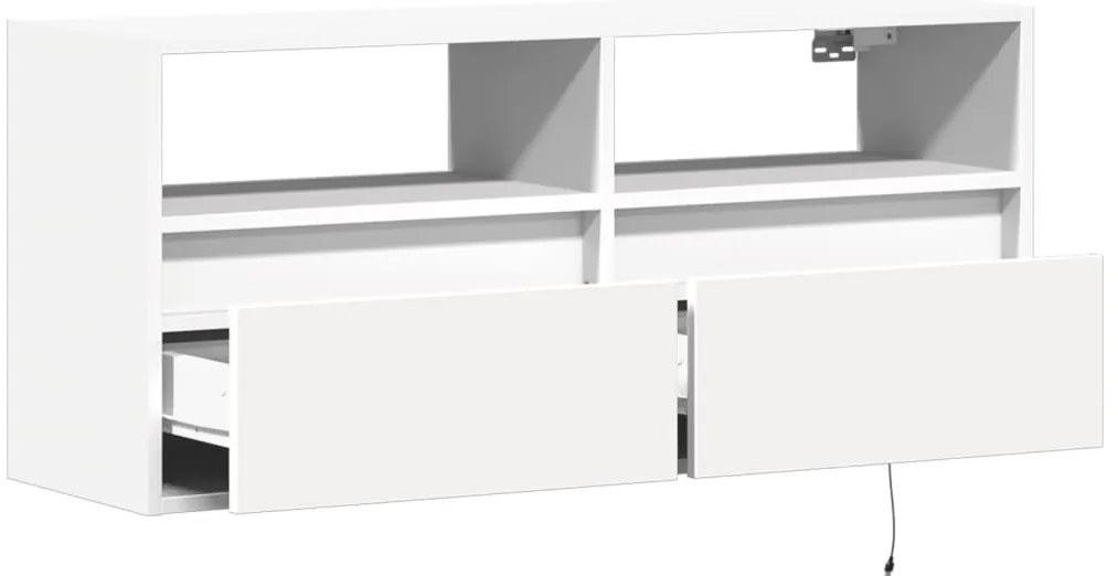 Móvel de parede para TV com luzes LED 100x31x45 cm branco