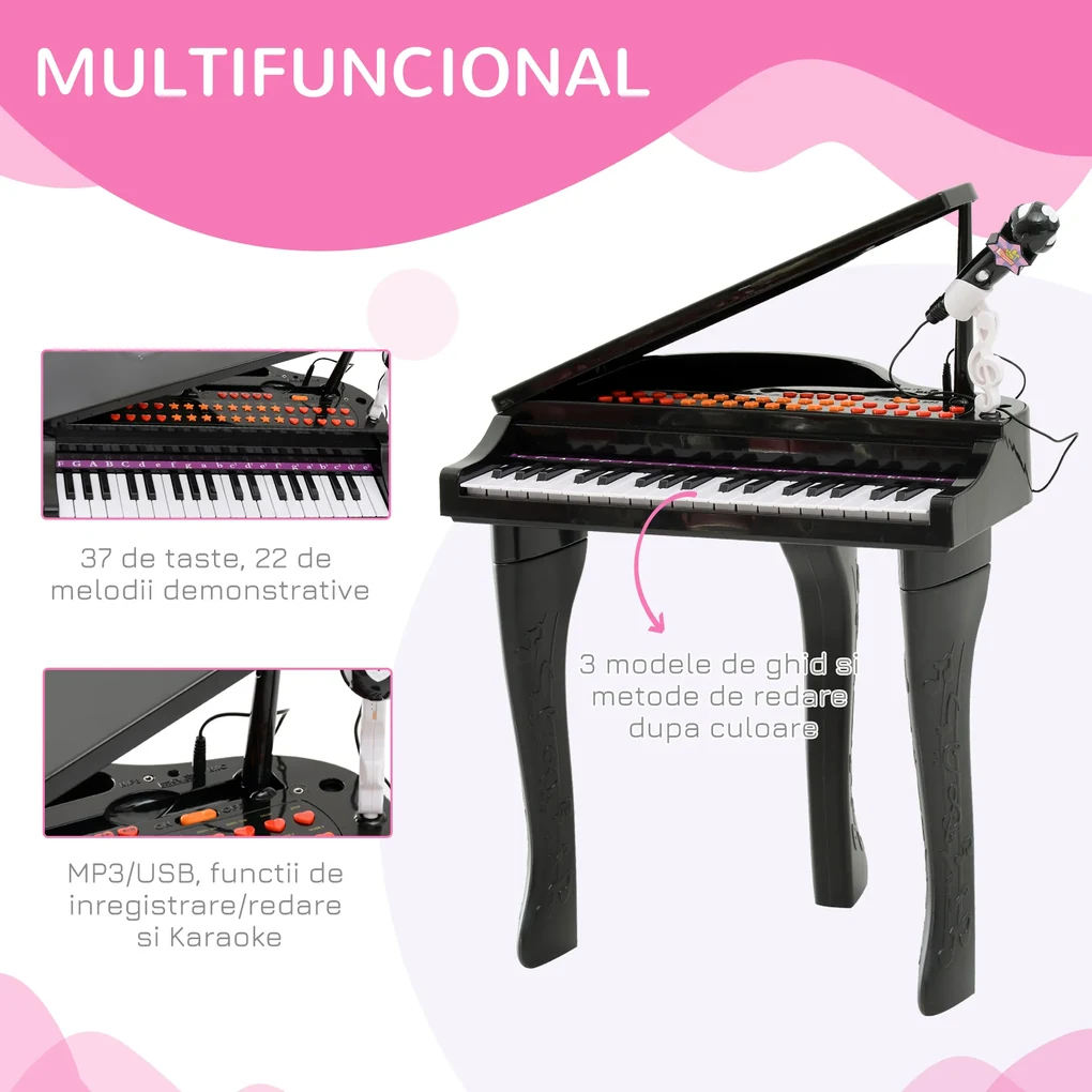 Piano Teclado Infantil Brinquedo Crianca Microfone Cantar Karaoke