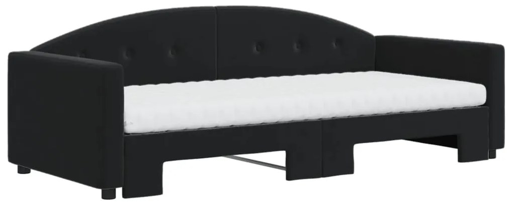 Sofá-cama com gavetão e colchões 90x200 cm veludo preto