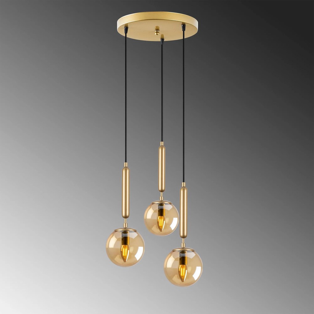 Candeeiro Chandelier King – Ouro Brilhante – 34 x 34 x 134 cm