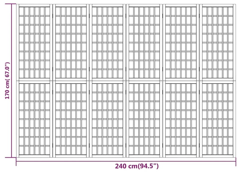 Biombo dobrável com 6 painéis estilo japonês 240x170 cm branco