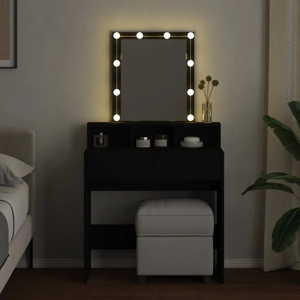 Toucador com LED 80x41x144,5 cm preto