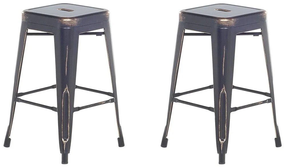 Conjunto de 2 bancos de bar em aço preto e dourado 60 cm CABRILLO Beliani