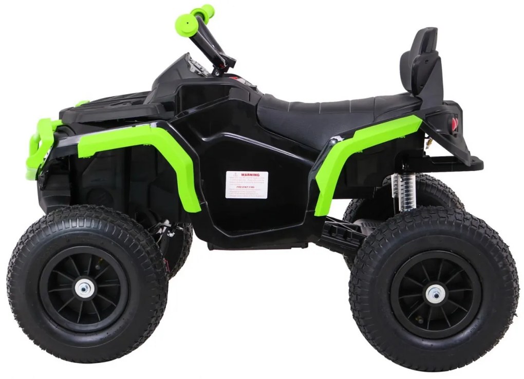 Moto 4 elétrica para crianças 12V ATV AIR, Rodas de AR, assento couro ecológico Verde/Preta