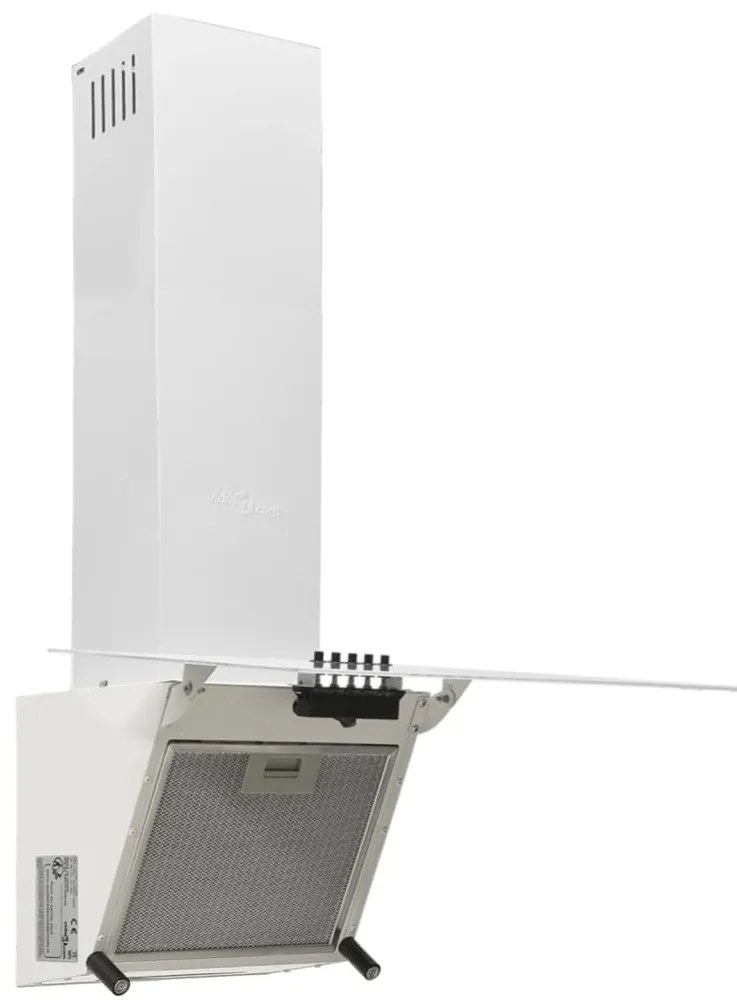 Exaustor de parede 60 cm aço e vidro temperado branco