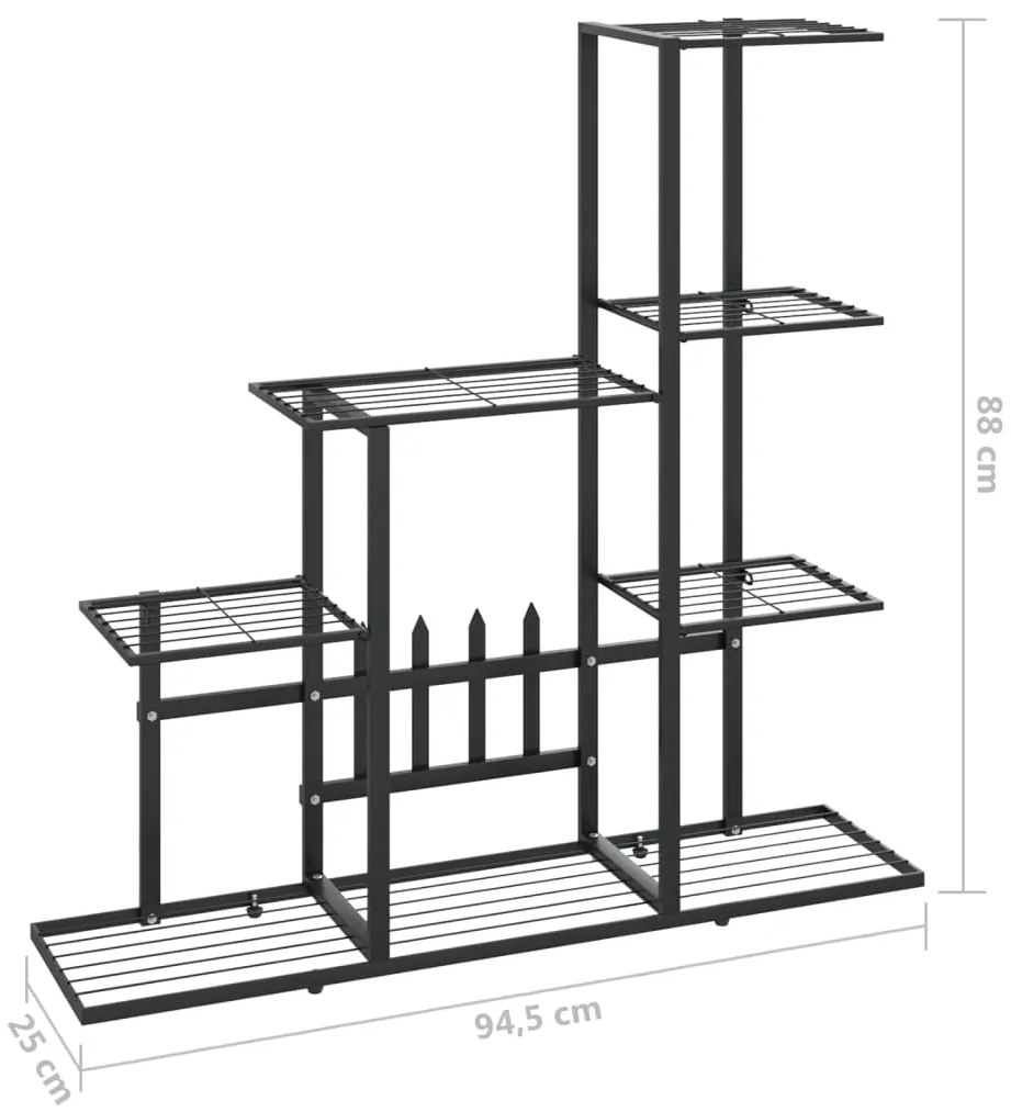 Suporte de vasos 94,5x25x88 cm metal preto