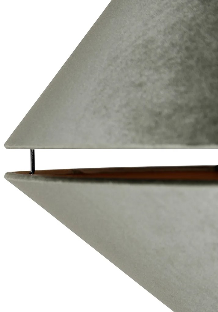 Candeeiro de Arco em Latão com Abajur Duplo de Veludo Preto e Verde - XXL