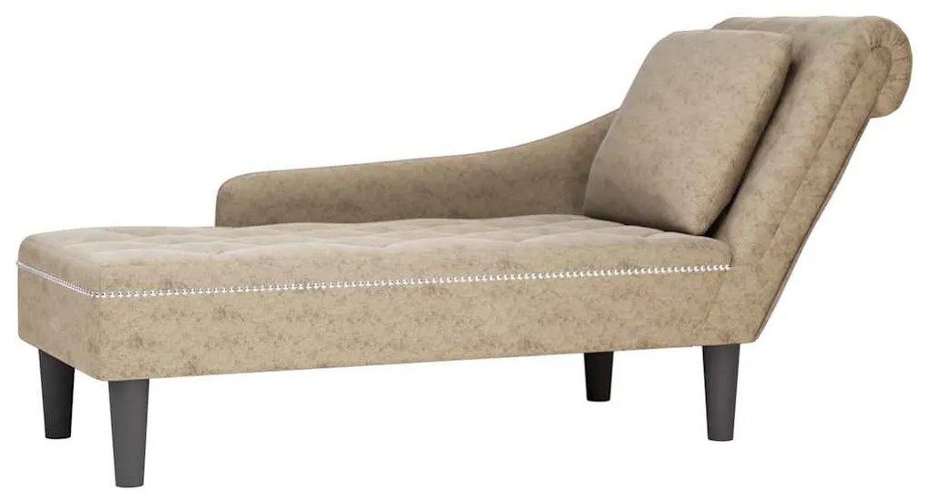 vidaXL Chaise lounge c/ almofada/apoio braços direito couro artificial