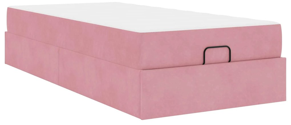 vidaXL Estrutura de cama com colchão com colchão 2 pcs Rosa Veludo
