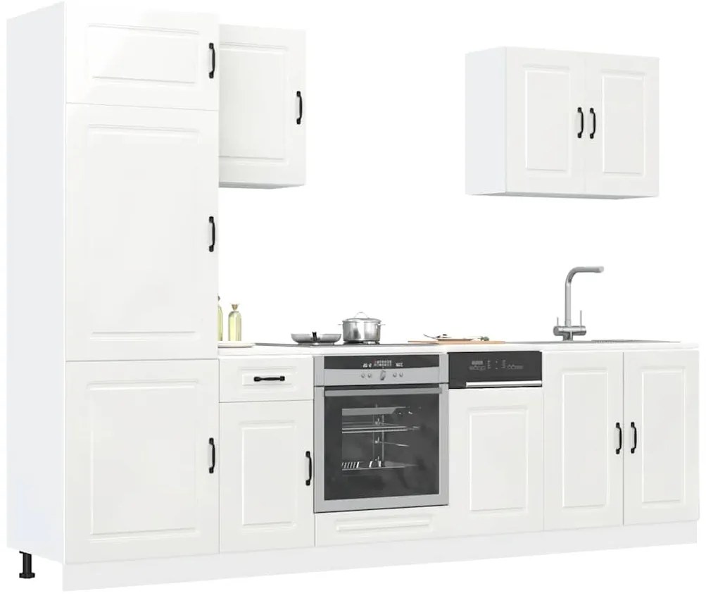vidaXL 7 peças armário de cozinha conjunto Kalmar branco brilhante