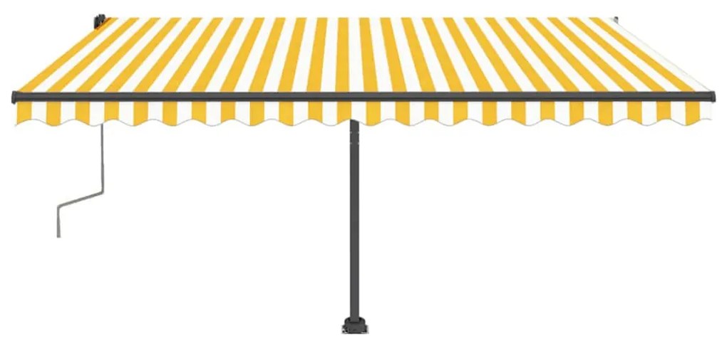 Toldo retrátil manual com LED 450x300 cm amarelo e branco