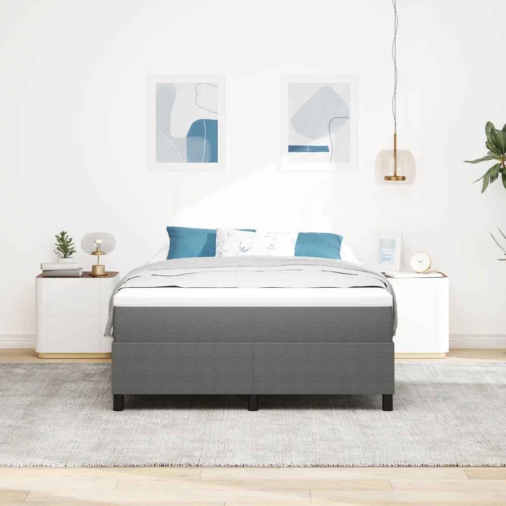Cama Box Spring com Colchão Cinza Claro 140x200 cm Tecido de Corduroy